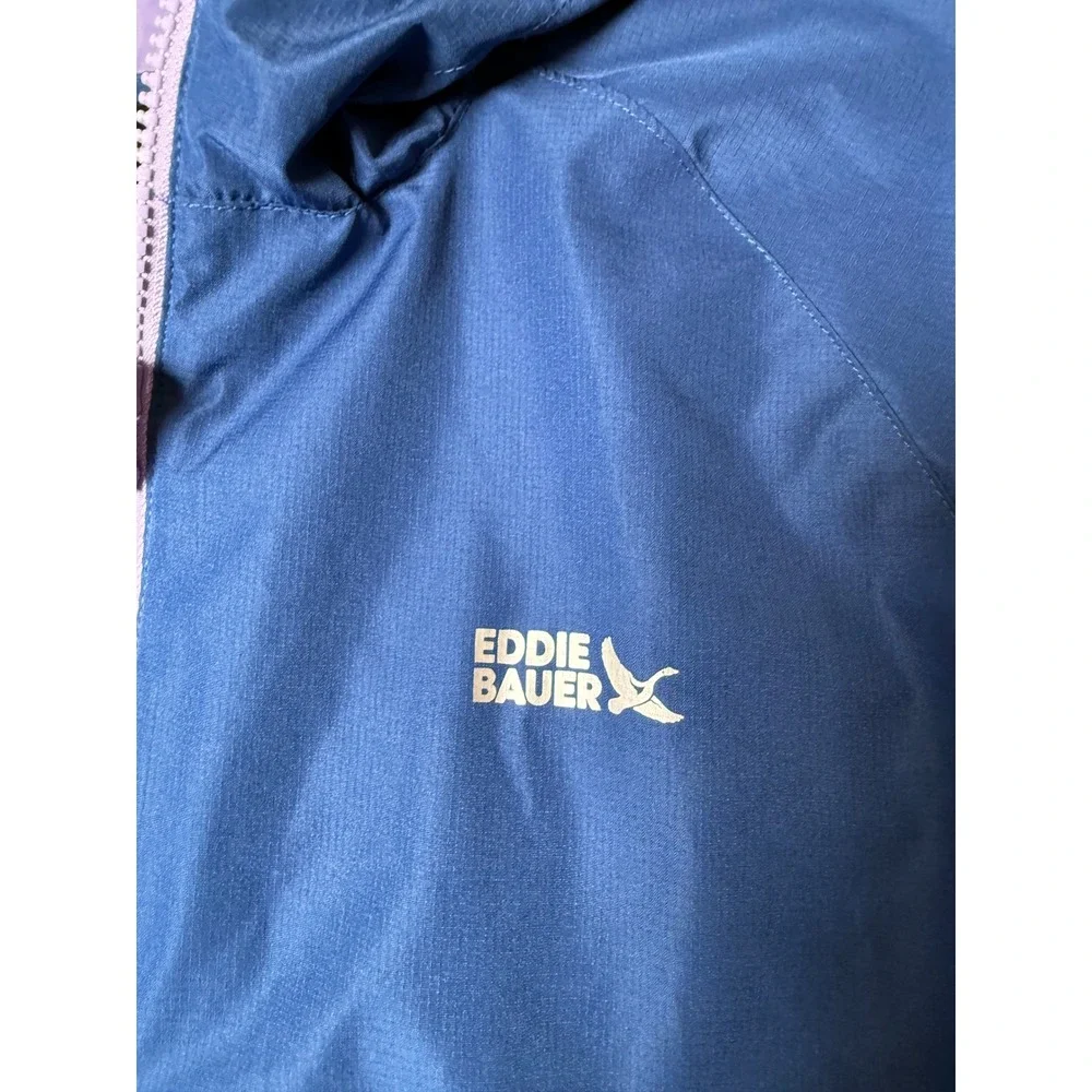 Eddie‎ Bauer Kids Blue Purple Colorblock Hooded Windbreaker Jacket L 14/16